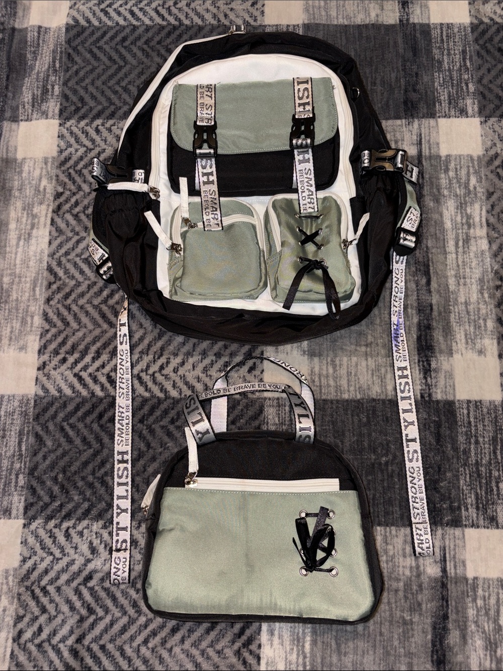 Kids Backpack and Matching Lunchbox Bag in Sage Green by